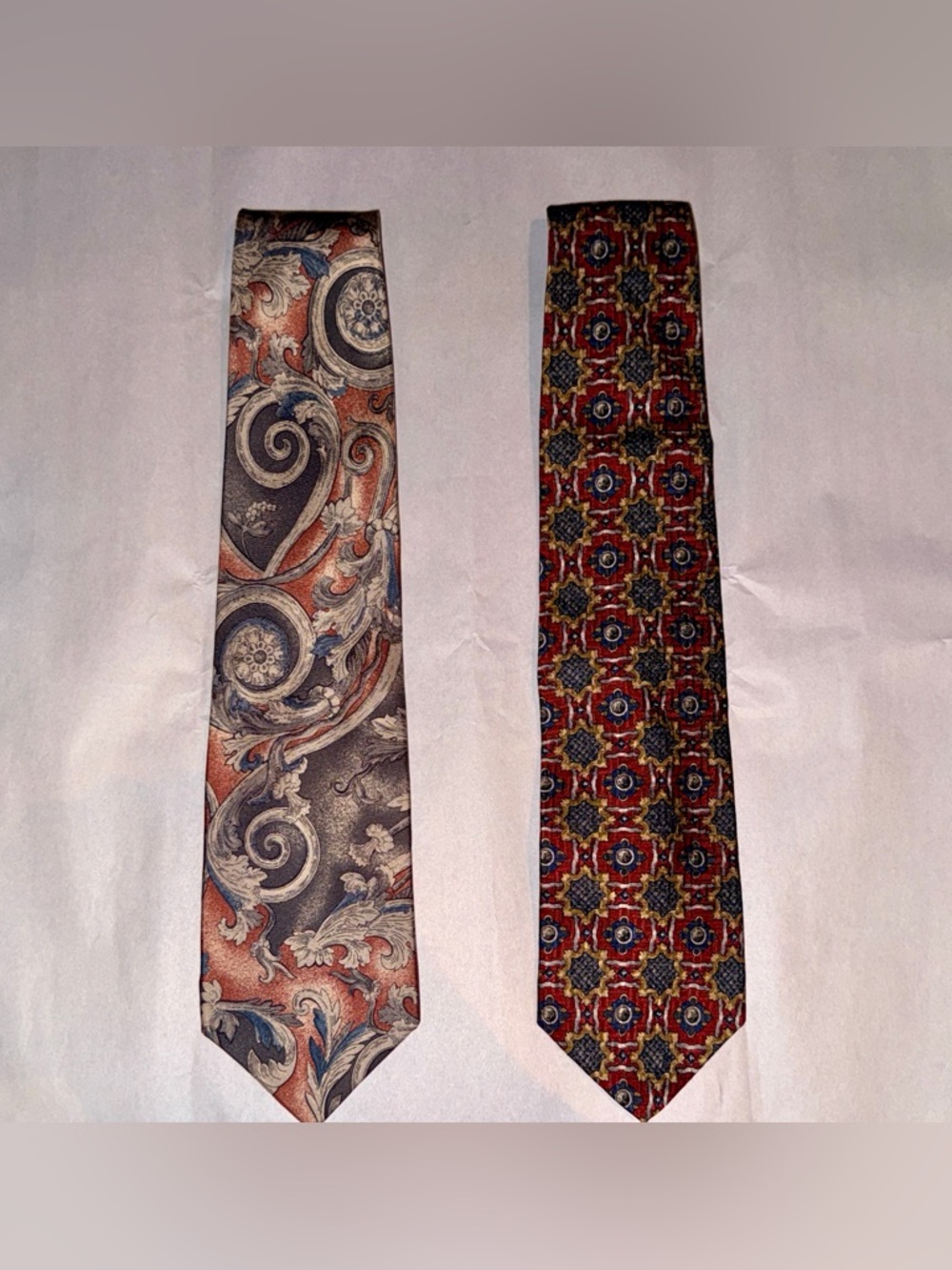 Vtg Bill Blass Men's Patterned Silk Tie Duo — Multicolor & Multi-Patterned-EU
